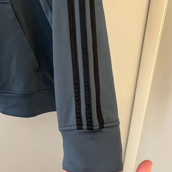 Adidas Mens Gray Sweatshirt M Fleece Hoodie Long Sleeve Pullover Soccer Workout - Picture 6 of 10